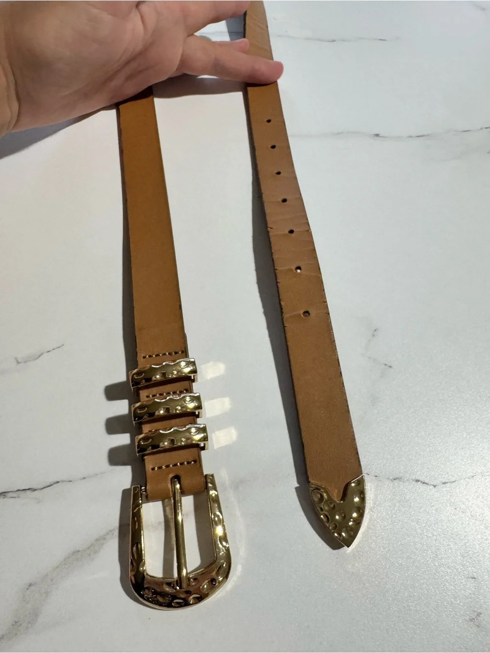 Kendall + Kylie Brown Belt with Gold-Tone Hardware